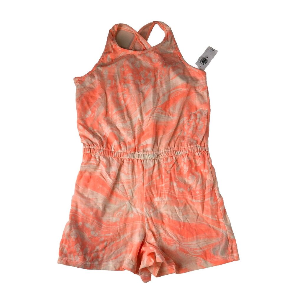 Old Navy Girls Orange Marbled  Cross Back Romper Size 8 (M) NWT